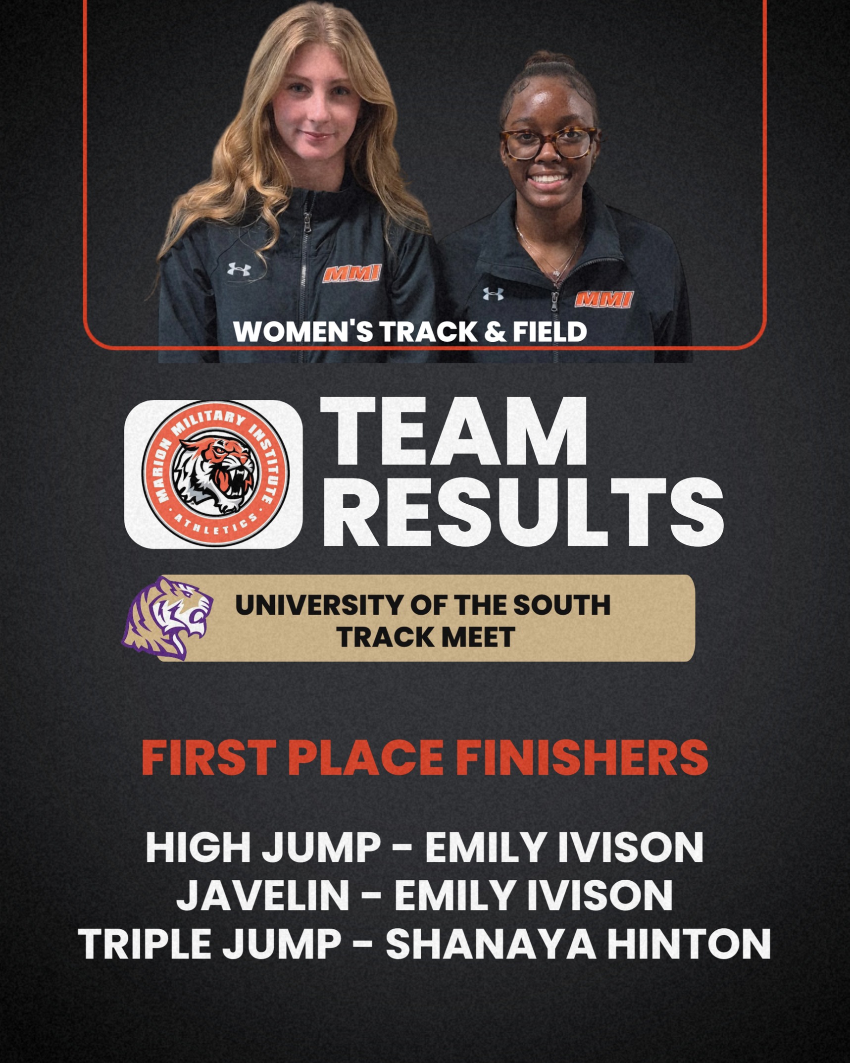 Ivison and Hinton Take 1st Place; Women Place 6th at Sewanee